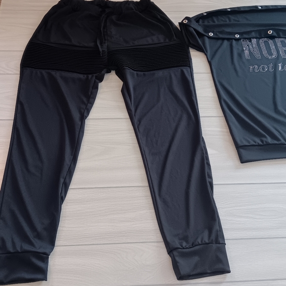 Women Diamond Letter Breasted One-Word Collar Loose Two-Piece Set - Picture 4 of 13